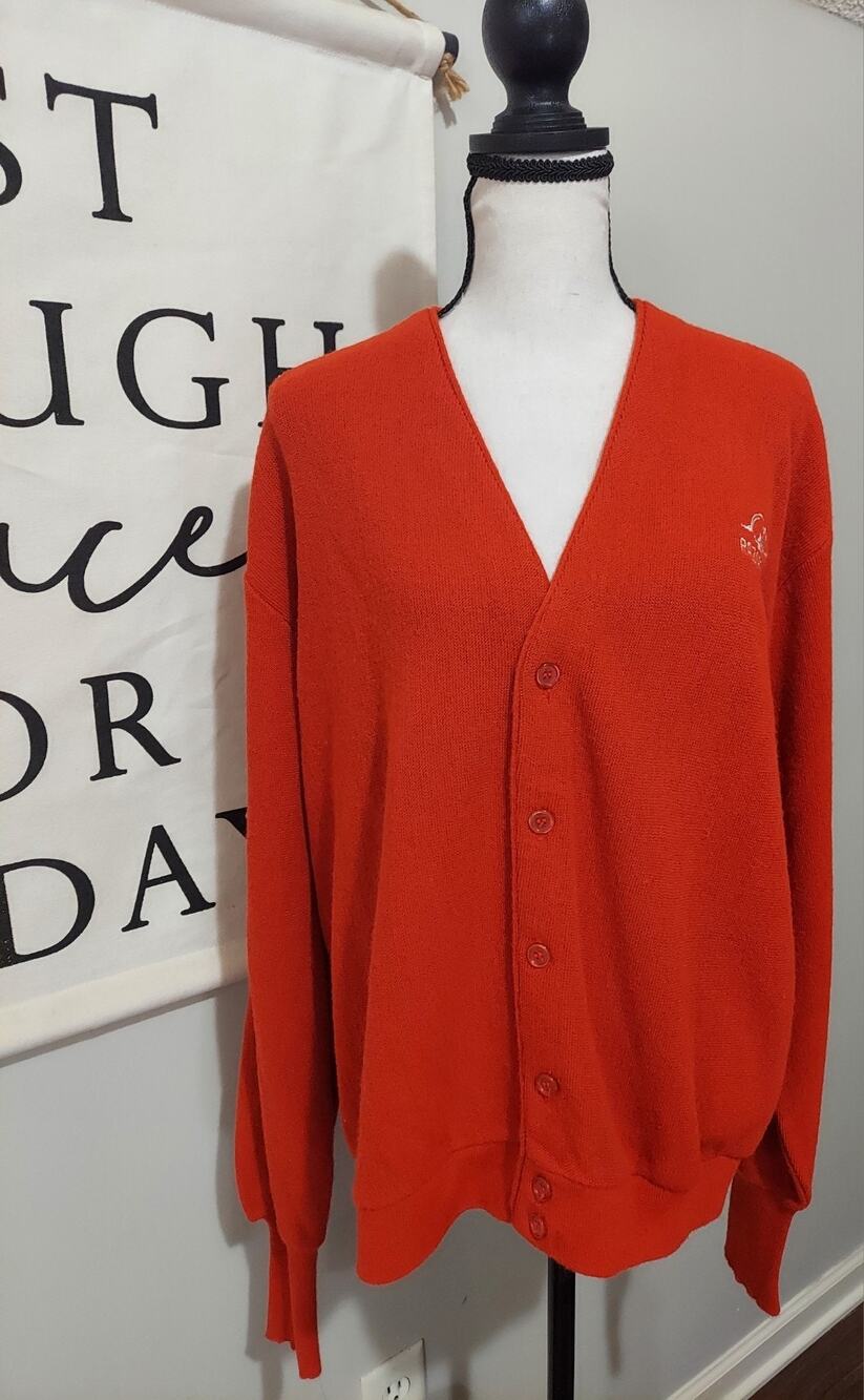 Vintage 80s Grand Slam Munsingwear Arkansas Razorbacks Cardigan Sweater Red Sz L